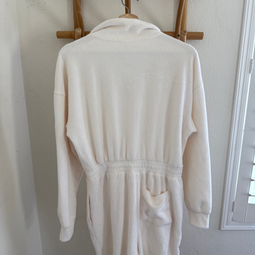 Fabletics Cozy Cord shearling Cream Zip-Up One Piece Soft Jumpsuit size L - Picture 6 of 8